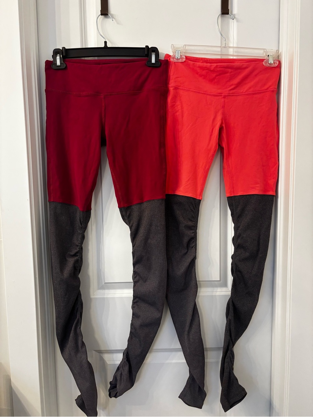 ALO Airbrush Goddess Leggings x 2- burgundy & pink w/ dark gray- S small